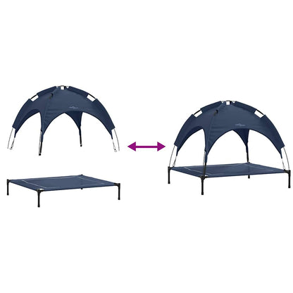 Dog Bed Folding Manual Navy Blue 104 x 86 x 84.5 cm Steel
