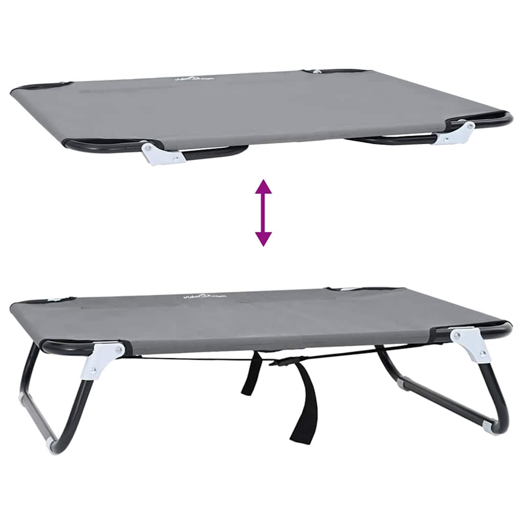 Dog Bed Folding Manual Light Grey 80 x 55 x 18 cm Steel