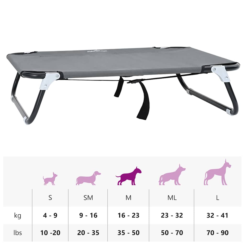 Dog Bed Folding Manual Light Grey 80 x 55 x 18 cm Steel