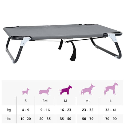 Dog Bed Folding Manual Light Grey 80 x 55 x 18 cm Steel