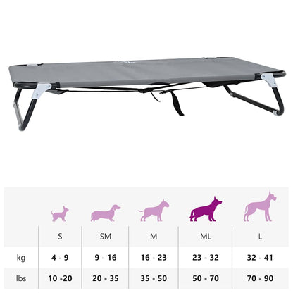 Dog Bed Folding Manual Light Grey 90 x 55 x 18 cm Steel