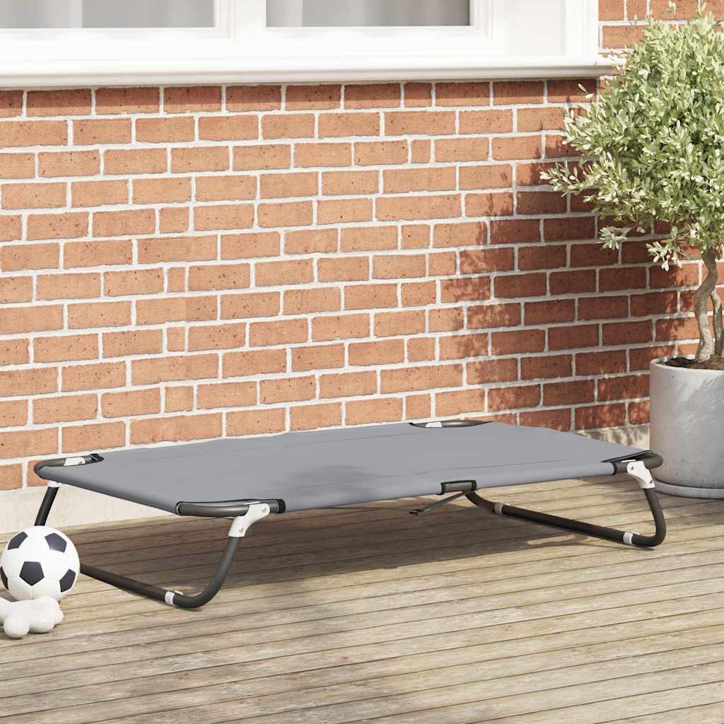 Dog Bed Folding Manual Light Grey 105 x 65 x 18 cm Steel