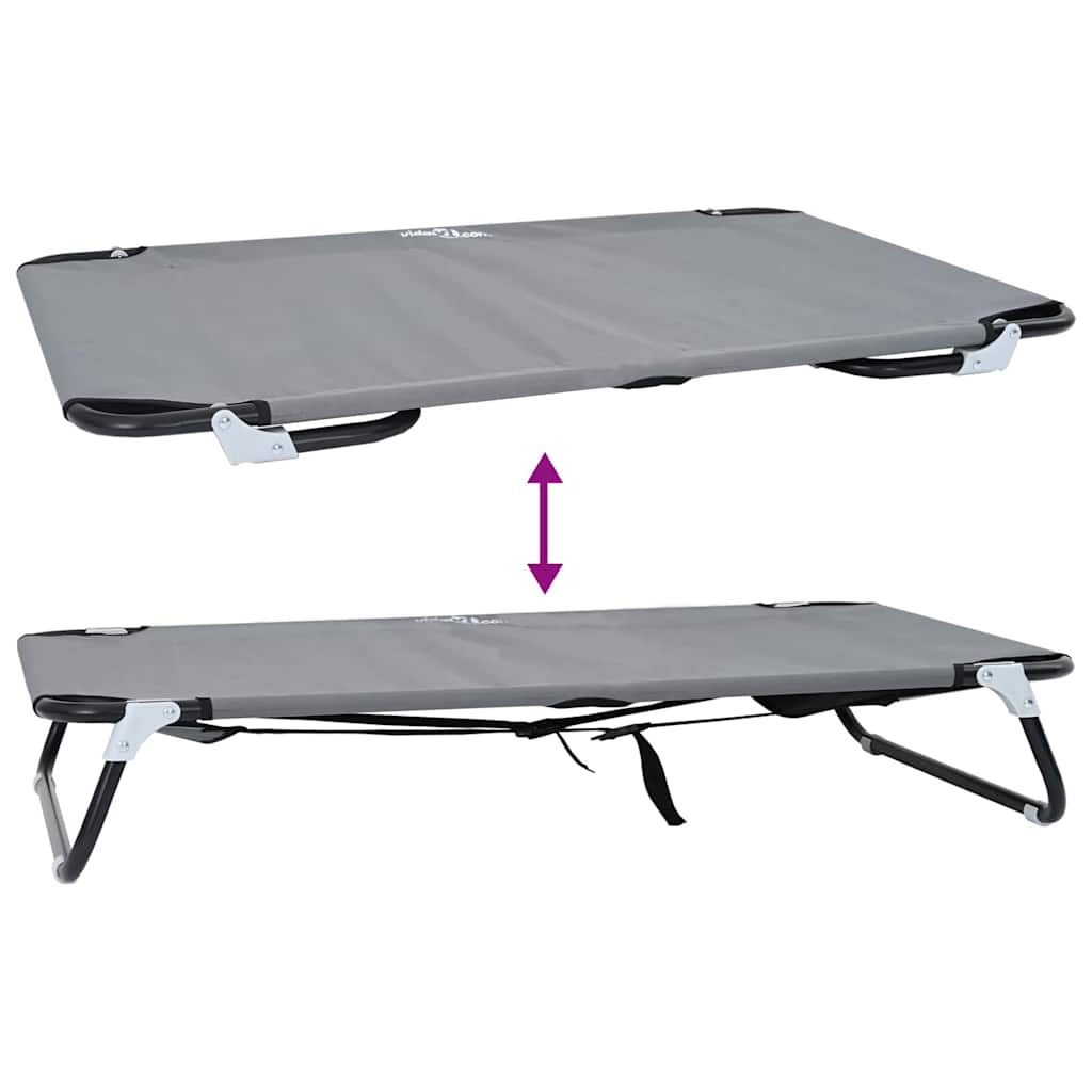 Dog Bed Folding Manual Light Grey 105 x 65 x 18 cm Steel