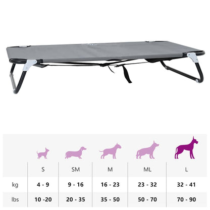 Dog Bed Folding Manual Light Grey 105 x 65 x 18 cm Steel