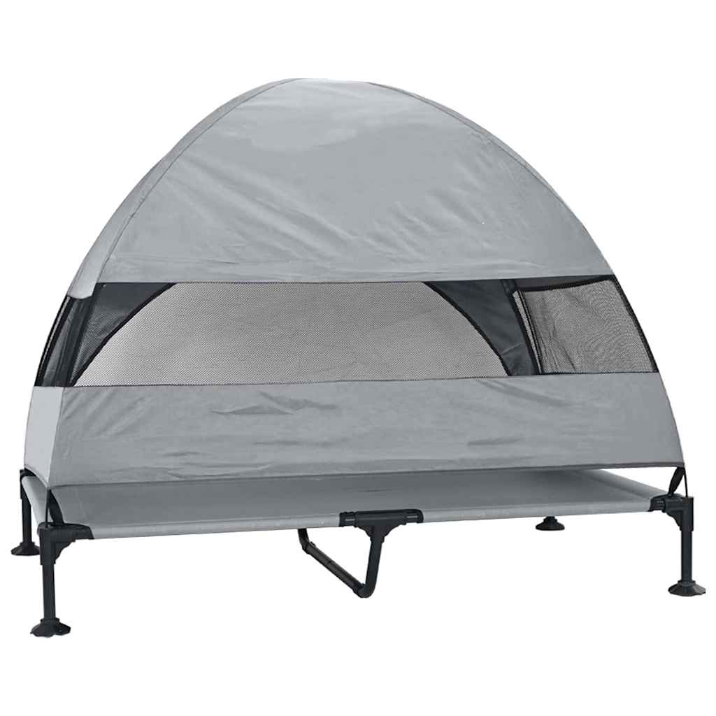 Raised Dog Bed Light Grey 127 x 81 x 108 cm Fabric and Steel