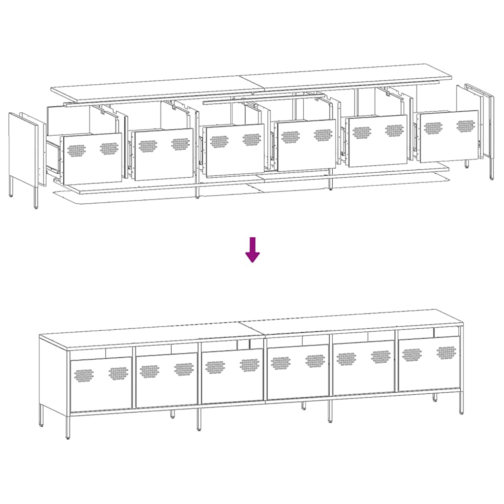 TV Cabinet White 202x39x43,5 cm Cold-rolled Steel