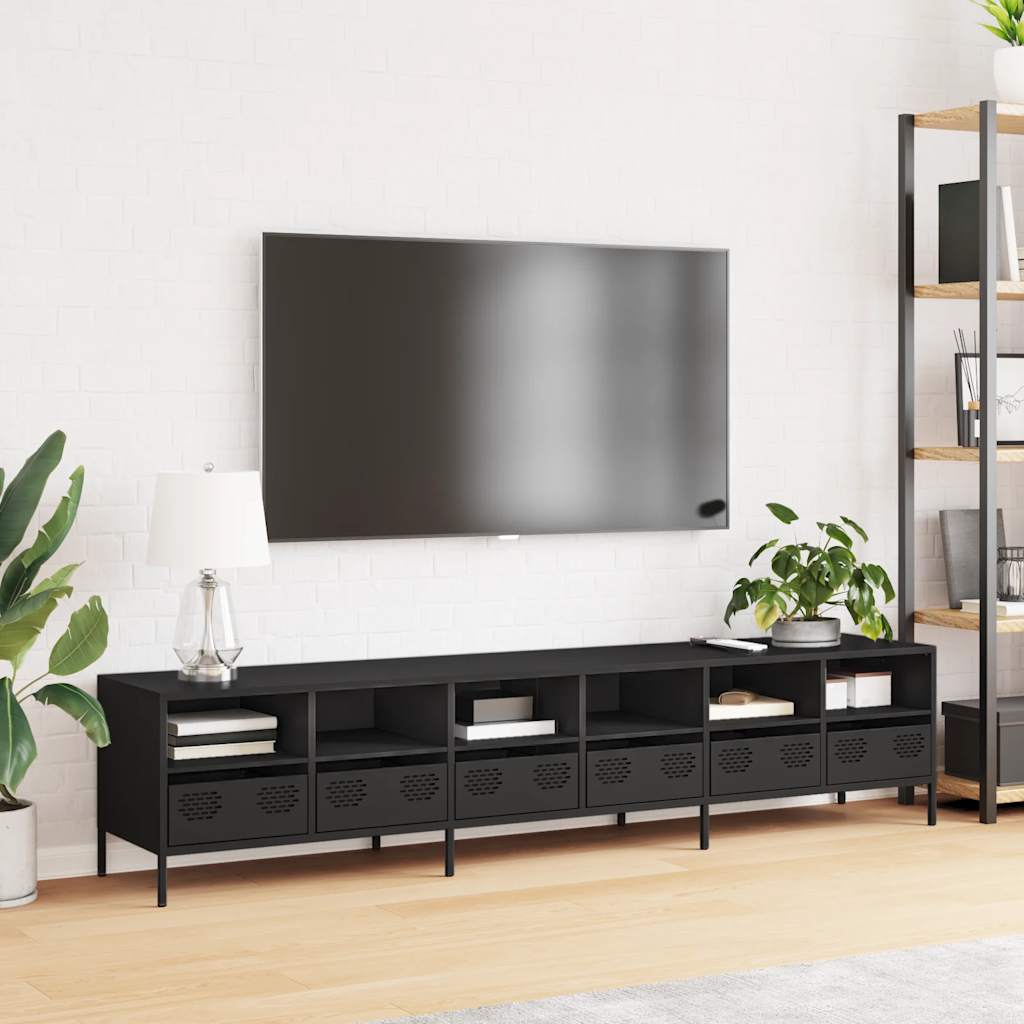 TV Cabinet Black 202x39x43,5 cm Cold-rolled Steel