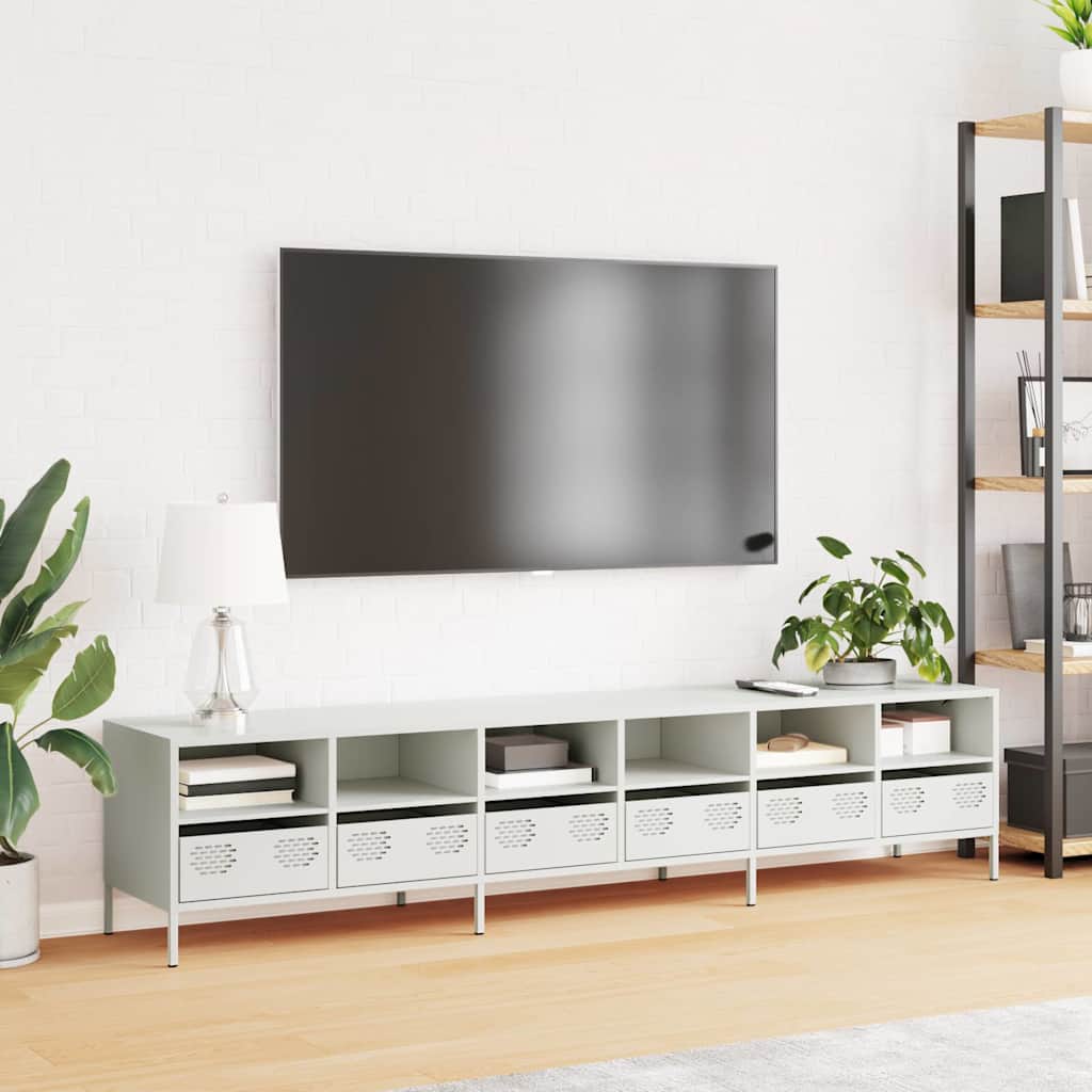 TV Cabinet White 202x39x43,5 cm Cold-rolled Steel