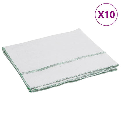 Cleaning Cloths 10 pcs White with Green Stripes 50x60 cm