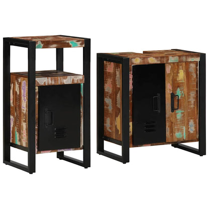 Bathroom Furniture Set with Drawer 2 pcs Solid Reclaim Wood