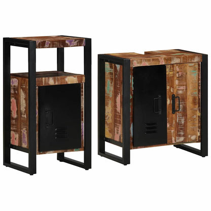 Bathroom Furniture Set with Drawer 2 pcs Solid Reclaim Wood