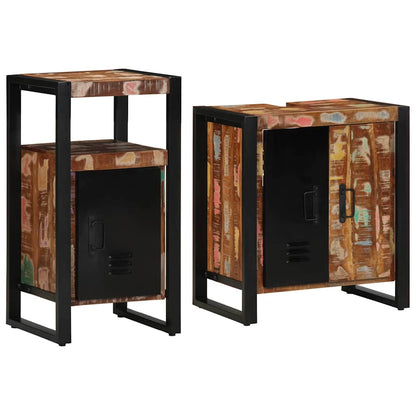Bathroom Furniture Set with Drawer 2 pcs Solid Reclaim Wood