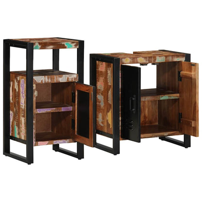 Bathroom Furniture Set with Drawer 2 pcs Solid Reclaim Wood