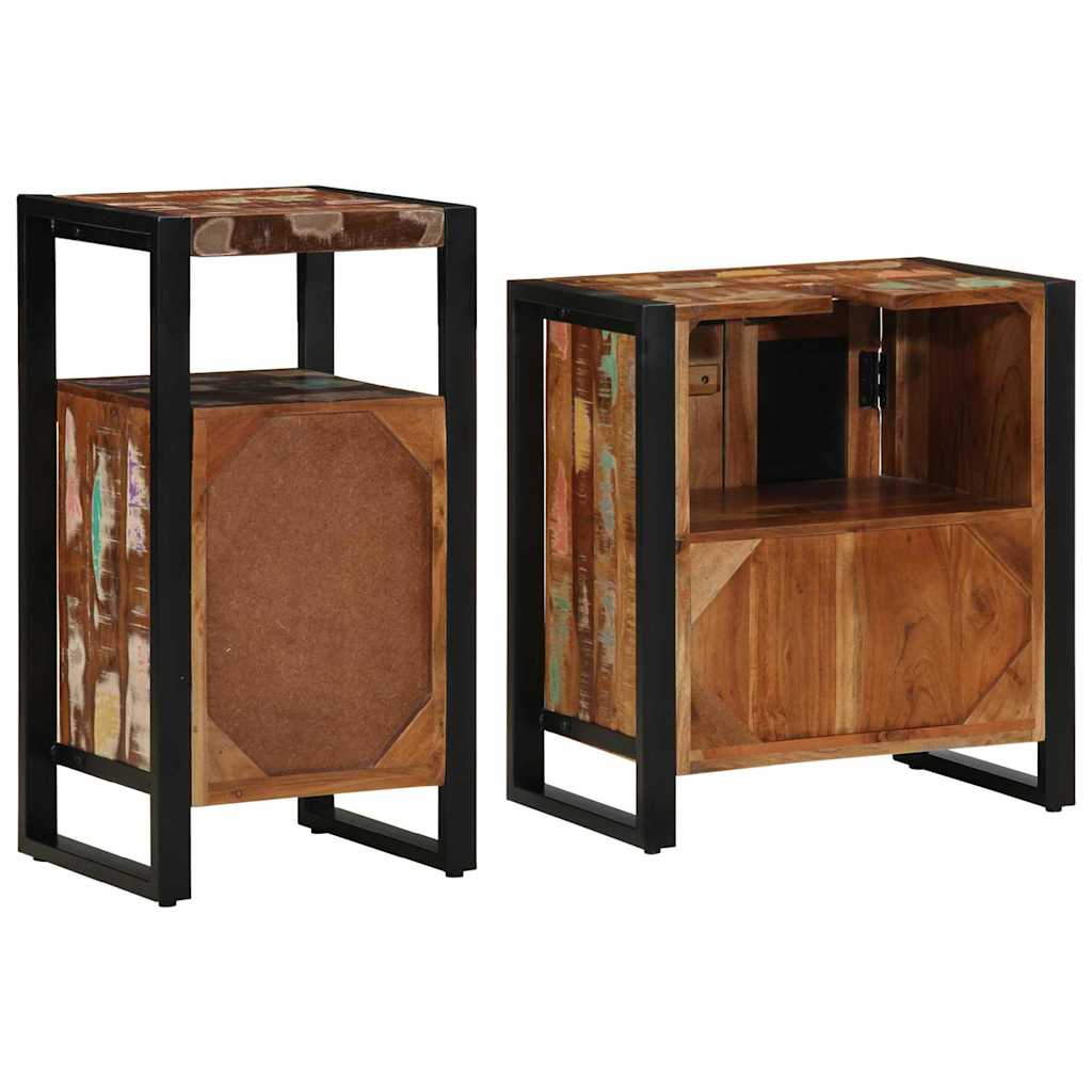 Bathroom Furniture Set with Drawer 2 pcs Solid Reclaim Wood