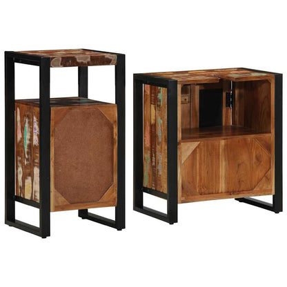 Bathroom Furniture Set with Drawer 2 pcs Solid Reclaim Wood
