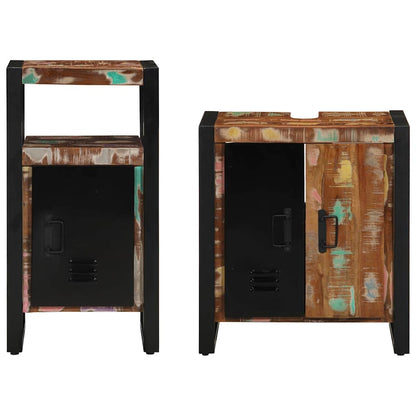 Bathroom Furniture Set with Drawer 2 pcs Solid Reclaim Wood