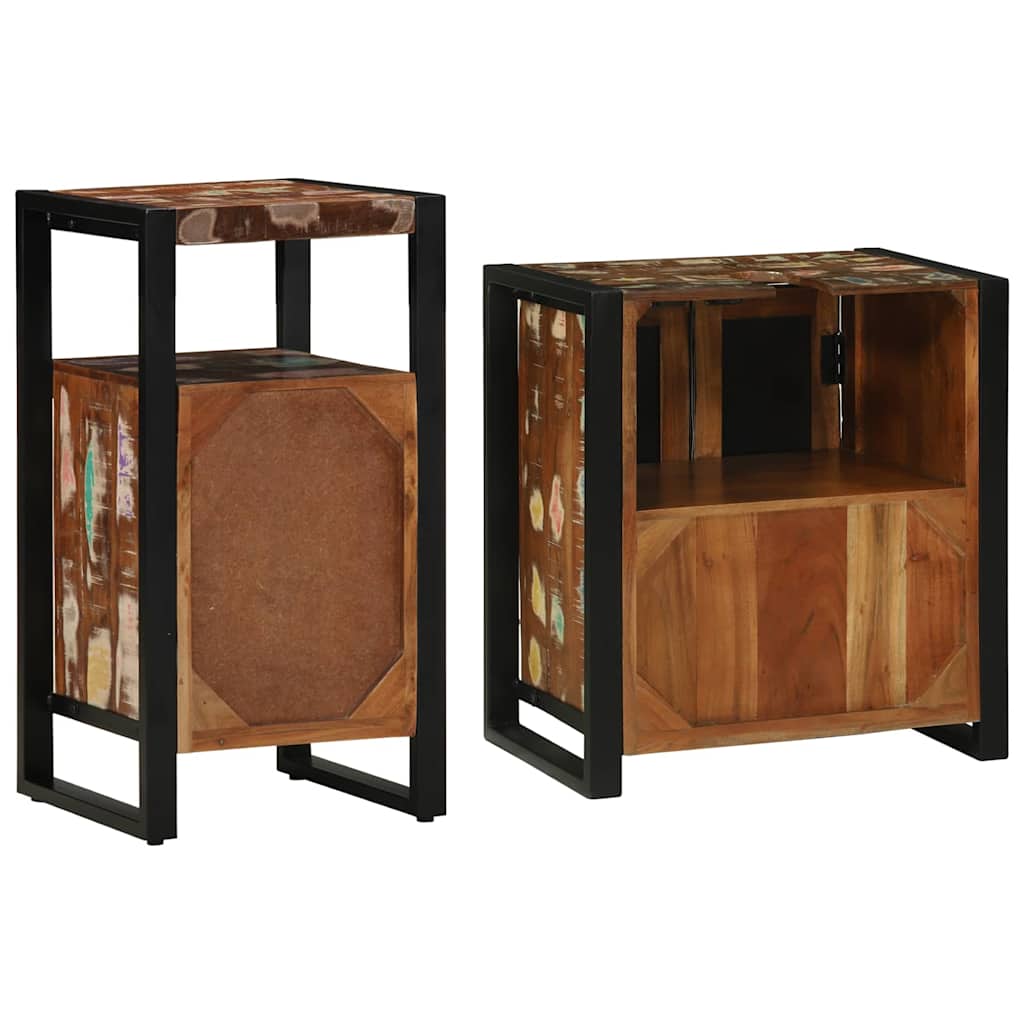 Bathroom Furniture Set with Drawer 2 pcs Solid Reclaim Wood