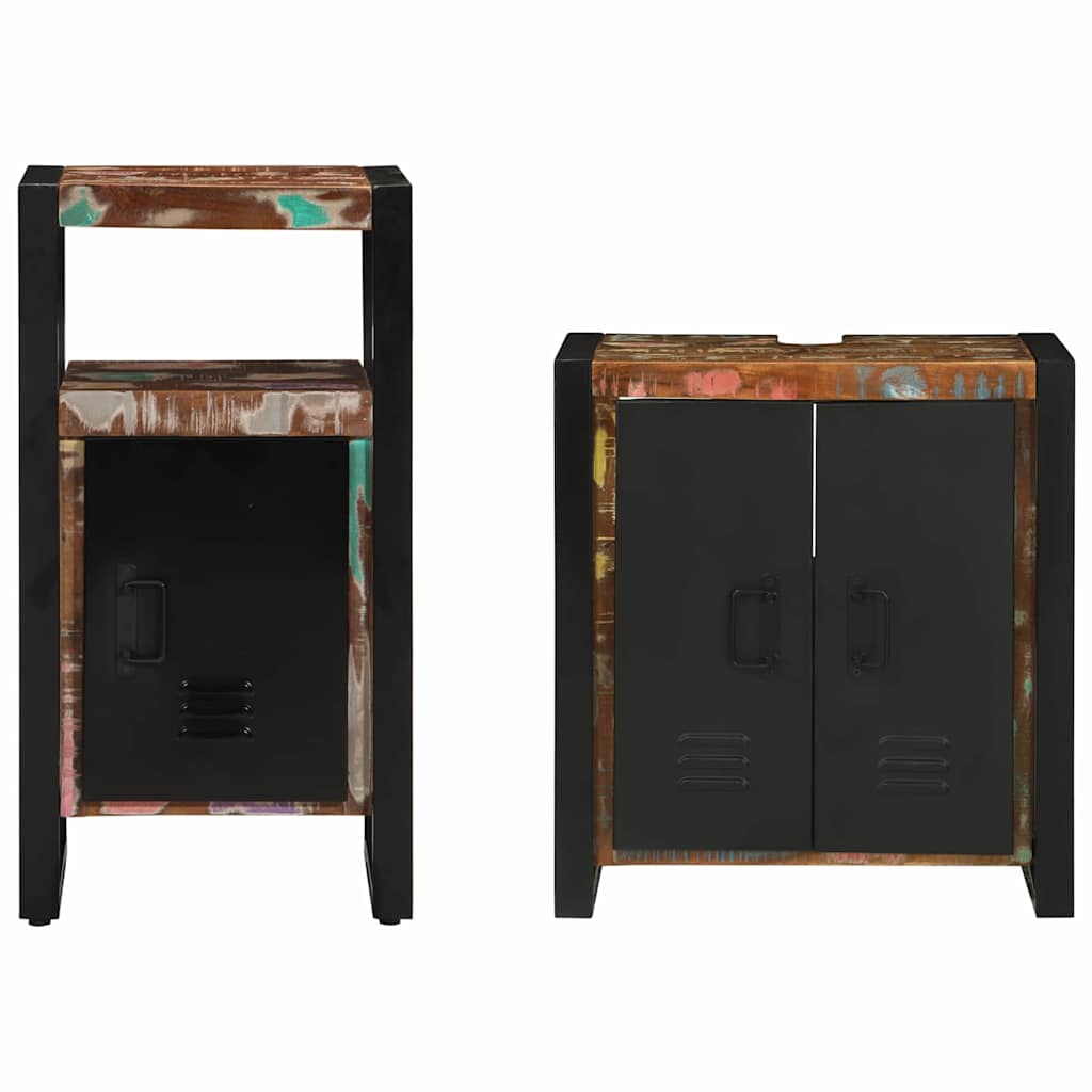 Bathroom Furniture Set with Drawer 2 pcs Solid Reclaim Wood