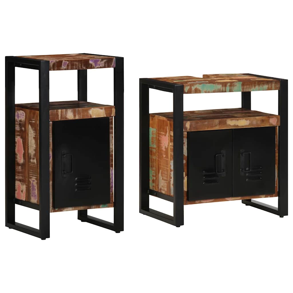 Bathroom Furniture Set 2 pcs Brown Solid Reclaimed Wood