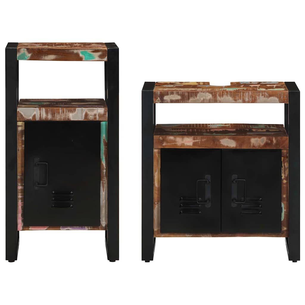 Bathroom Furniture Set 2 pcs Brown Solid Reclaimed Wood
