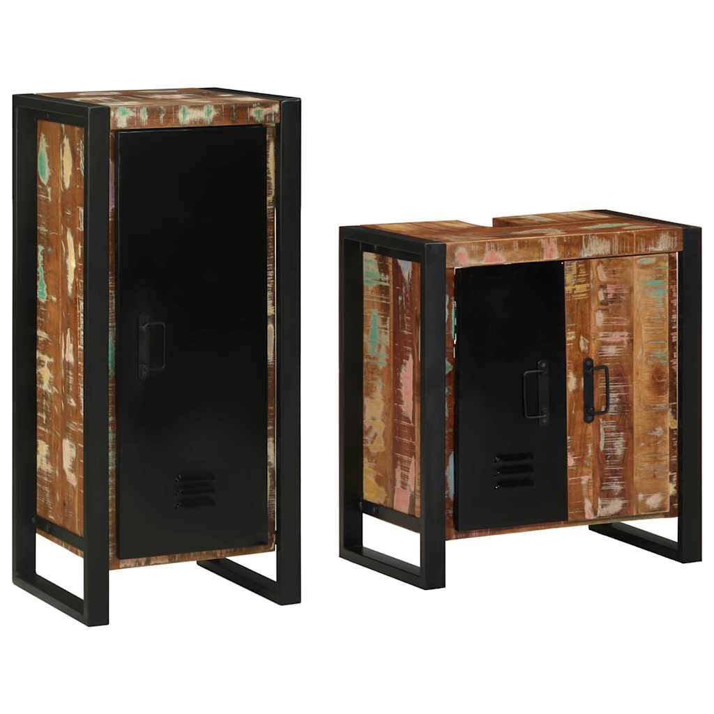 Bathroom Furniture Set with Drawer 2 pcs Solid Reclaim Wood
