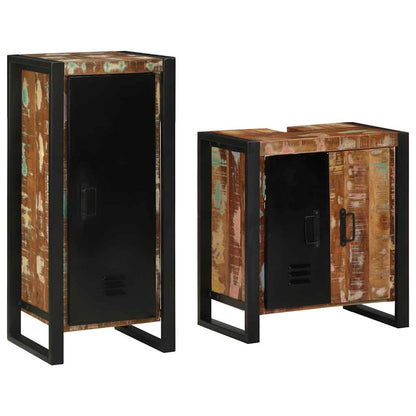 Bathroom Furniture Set with Drawer 2 pcs Solid Reclaim Wood