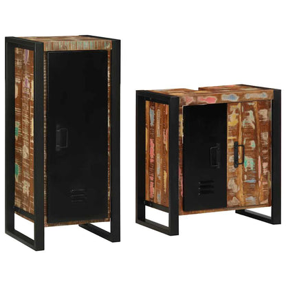 Bathroom Furniture Set with Drawer 2 pcs Solid Reclaim Wood