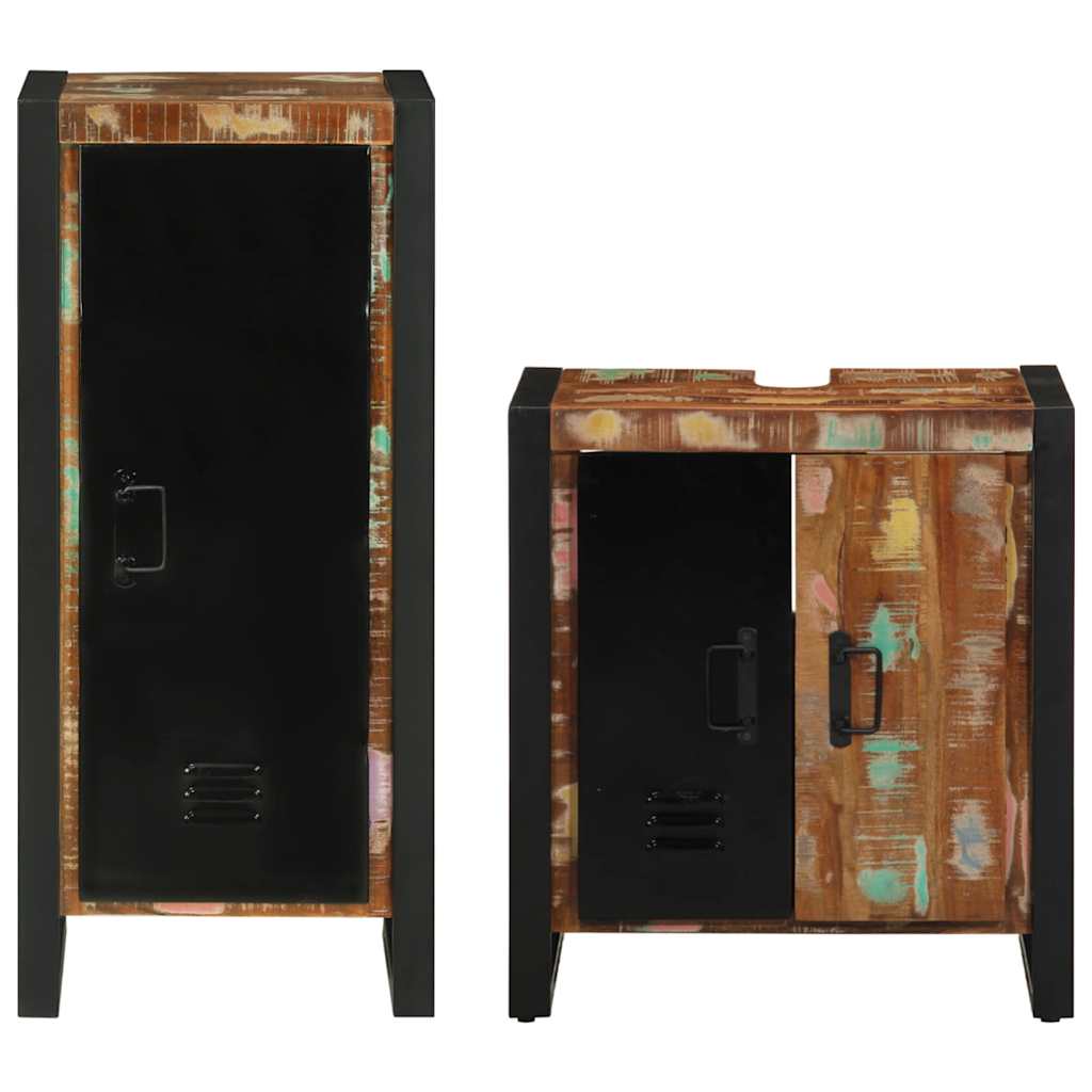 Bathroom Furniture Set with Drawer 2 pcs Solid Reclaim Wood