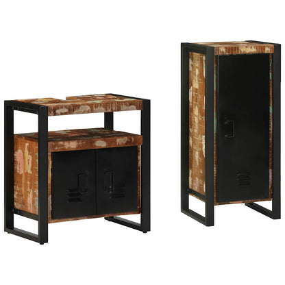 Bathroom Furniture Set with Drawer 2 pcs Solid Reclaim Wood