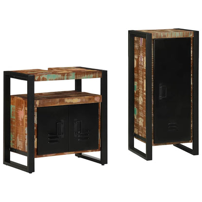 Bathroom Furniture Set with Drawer 2 pcs Solid Reclaim Wood