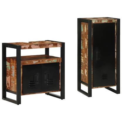 Bathroom Furniture Set with Drawer 2 pcs Solid Reclaim Wood