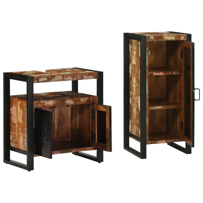 Bathroom Furniture Set with Drawer 2 pcs Solid Reclaim Wood