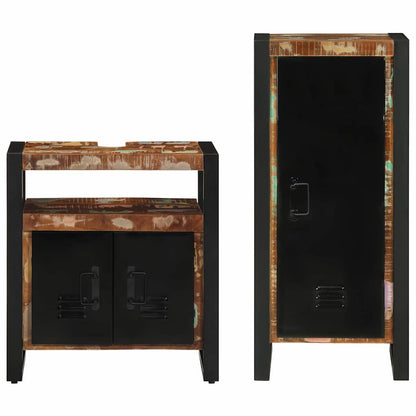 Bathroom Furniture Set with Drawer 2 pcs Solid Reclaim Wood