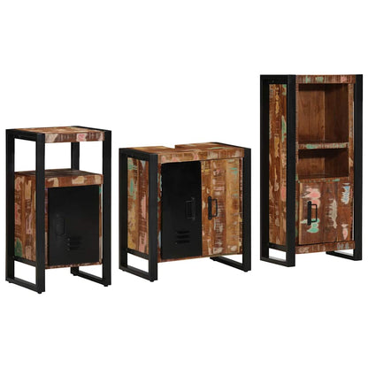 Bathroom Furniture Set with Drawer 3 pcs Solid Reclaim Wood