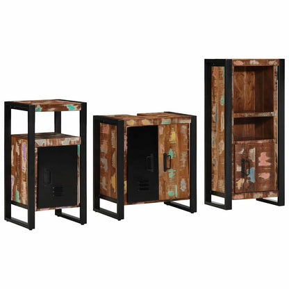 Bathroom Furniture Set with Drawer 3 pcs Solid Reclaim Wood