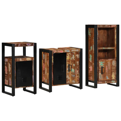 Bathroom Furniture Set with Drawer 3 pcs Solid Reclaim Wood