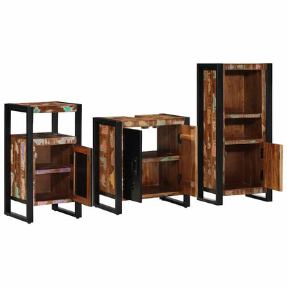 Bathroom Furniture Set with Drawer 3 pcs Solid Reclaim Wood