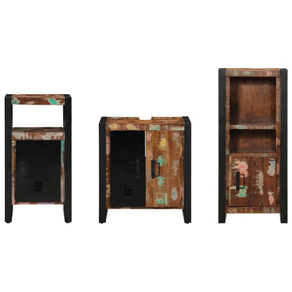 Bathroom Furniture Set with Drawer 3 pcs Solid Reclaim Wood
