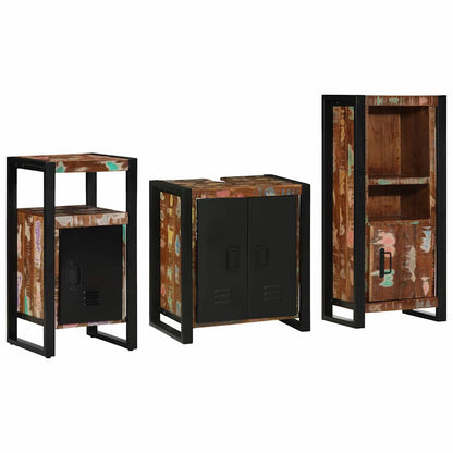 Bathroom Furniture Set with Drawer 3 pcs Solid Reclaim Wood