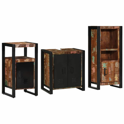 Bathroom Furniture Set with Drawer 3 pcs Solid Reclaim Wood