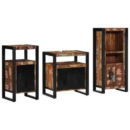 Bathroom Furniture Set with Drawer 3 pcs Solid Reclaim Wood