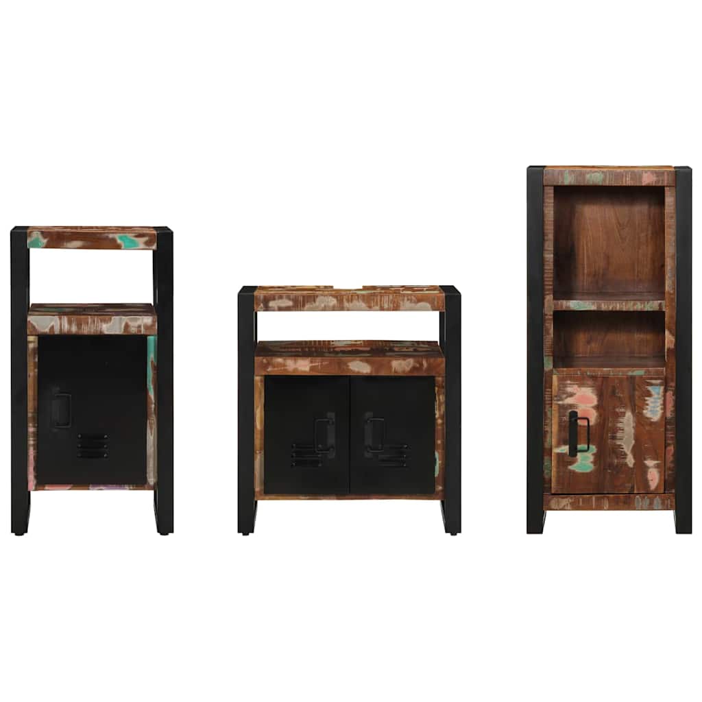 Bathroom Furniture Set with Drawer 3 pcs Solid Reclaim Wood
