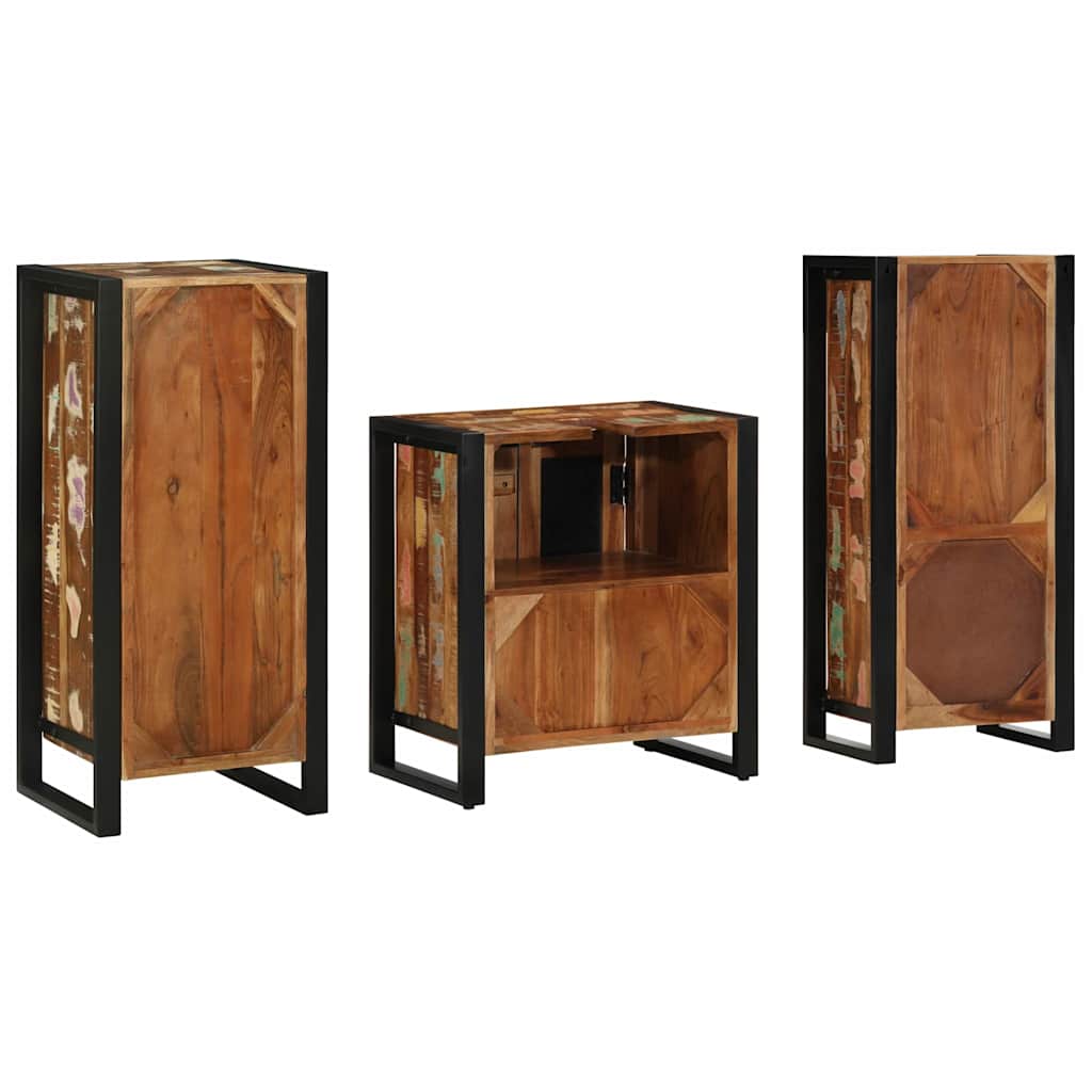 Bathroom Furniture Set with Drawer 3 pcs Solid Reclaim Wood