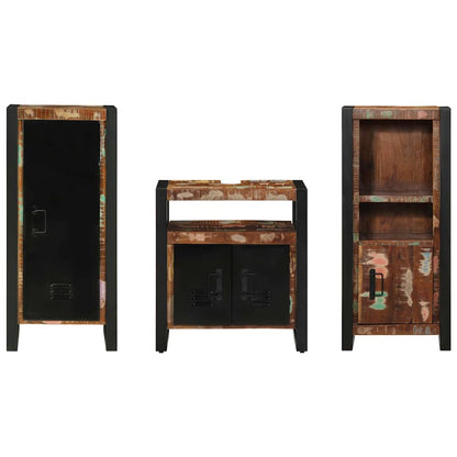 Bathroom Furniture Set with Drawer 3 pcs Solid Reclaim Wood