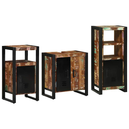 Bathroom Furniture Set with Drawer 3 pcs Solid Reclaim Wood