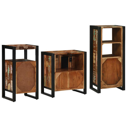 Bathroom Furniture Set with Drawer 3 pcs Solid Reclaim Wood