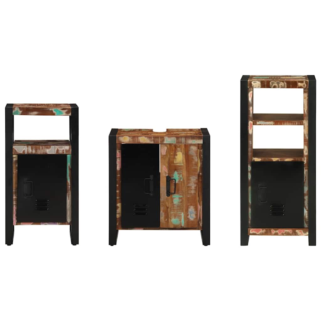 Bathroom Furniture Set with Drawer 3 pcs Solid Reclaim Wood