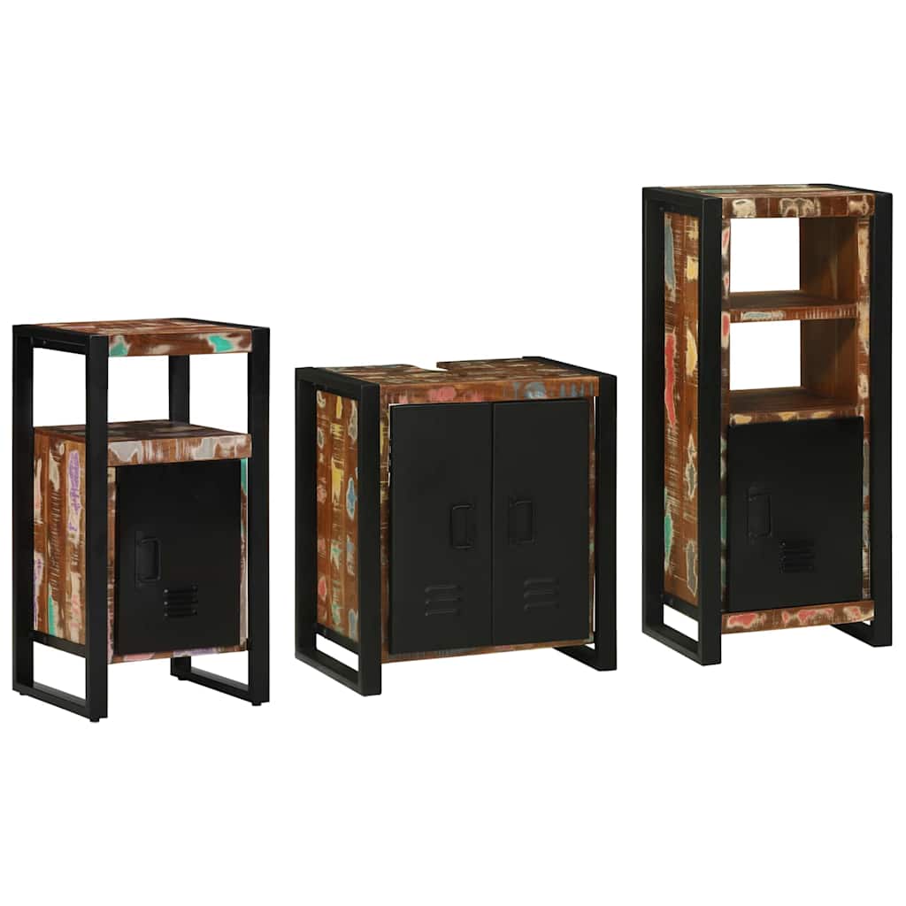 Bathroom Furniture Set with Drawer 3 pcs Solid Reclaim Wood