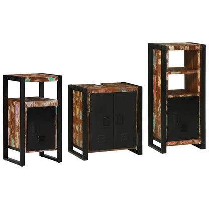 Bathroom Furniture Set with Drawer 3 pcs Solid Reclaim Wood