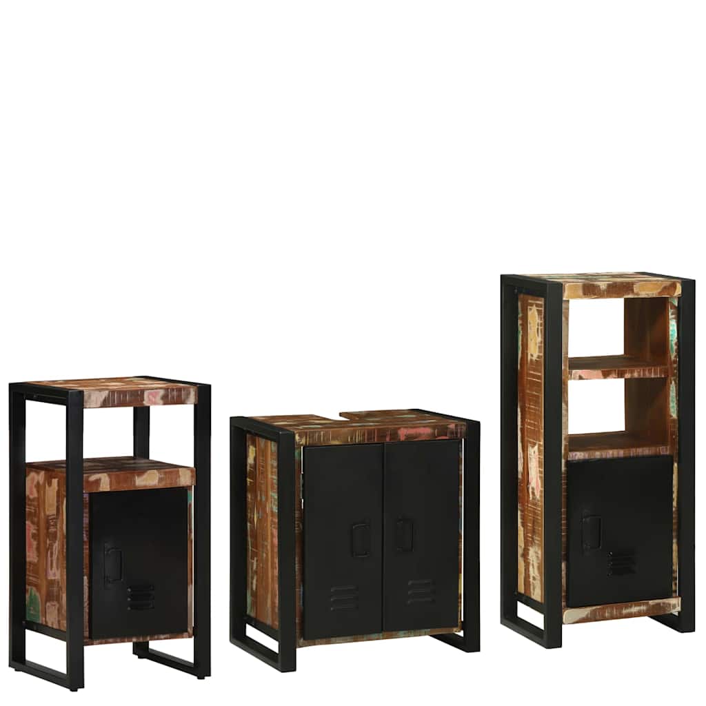 Bathroom Furniture Set with Drawer 3 pcs Solid Reclaim Wood